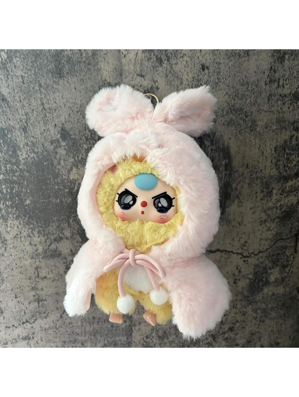 pink bunny plush keychain